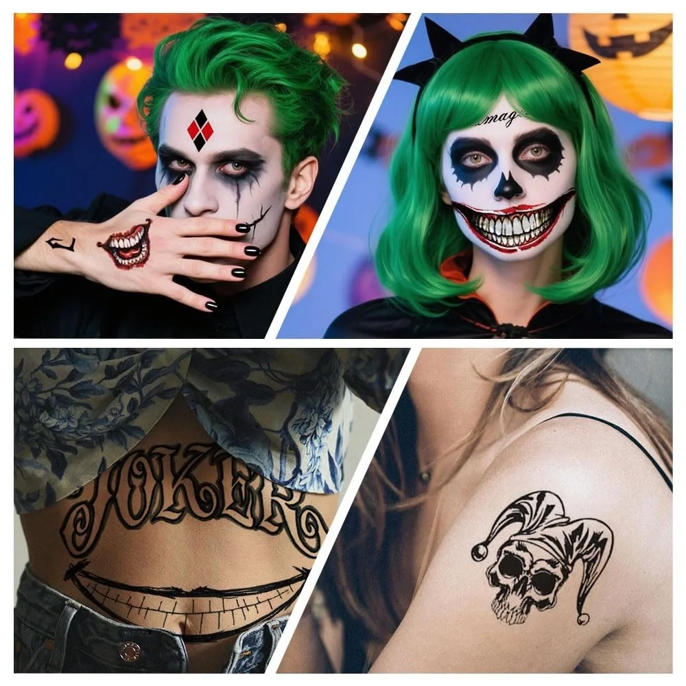 Joker Themed Temporary Tattoo Set